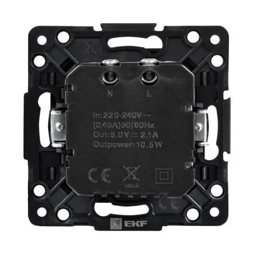 Розетка USB 2-м Стокгольм 2.1А механизм черн. PROxima EKF EZR16-028-10-2USB фото 10