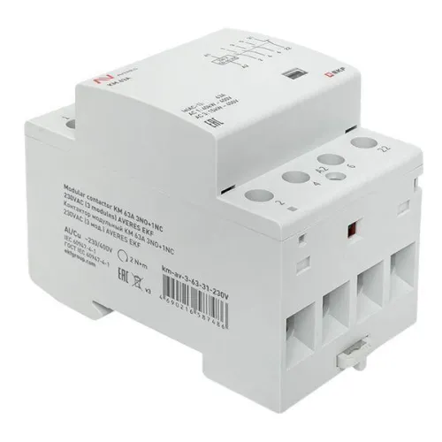 Контактор модульный КМ 63А 3NO+1NC 230В AC (3 мод.) AVERES EKF km-av-3-63-31-230V фото 3