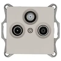 Розетка телевизионная проходная TV + FM + SAT 3-м Ф9.5мм механизм тауп Jasmart G6207T