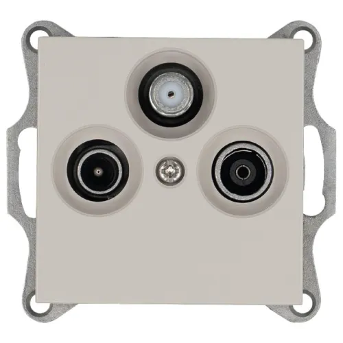 Розетка телевизионная проходная TV + FM + SAT 3-м Ф9.5мм механизм тауп Jasmart G6207T