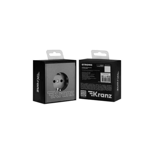 Розетка 1-м СП STRONG MIELE 16А с заземл. защ. шторки графит Kranz KR-78-0701-6 фото 6
