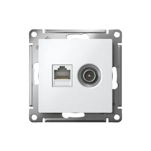 Розетка компьютерная + телевизионная 2-м СП AtlasDesign RJ45 кат.5E + TV механизм бел. SE ATN000189 фото 2