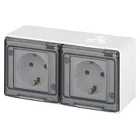 Розетка Эксперт 11-2504-01 2х2P+E гориз. IP55 шторки 16А-250В ОУ бел. Эра Б0063262