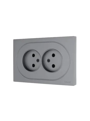 Розетка 2-м СП OSEN без заземл. ПБТ механизм сер. матов. LEZARD 743-7400-128B фото 2