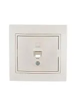 Розетка компьютерная 1-м СП Mira RJ45 16А IP20 со вставкой жемчуж./бел. перламутр. LEZARD 701-3030-139