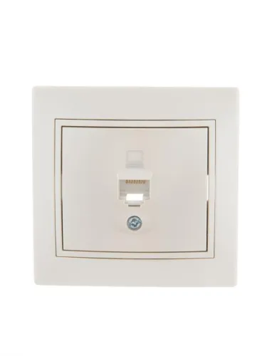 Розетка компьютерная 1-м СП Mira RJ45 16А IP20 со вставкой жемчуж./бел. перламутр. LEZARD 701-3030-139