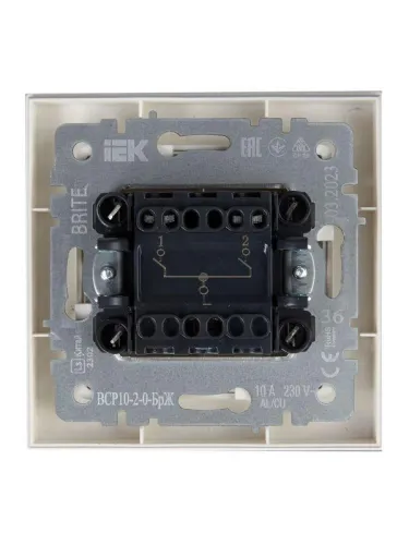 Выключатель 2-кл. СП BRITE ВСР10-2-0-БрЖ 10А в сборе жемчуж. IEK BR-V20-0-10-K36-F фото 5