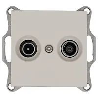 Розетка телевизионная проходная TV + FM 2-м Ф9.5мм механизм тауп Jasmart G6205T