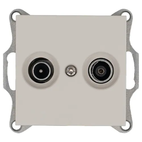 Розетка телевизионная проходная TV + FM 2-м Ф9.5мм механизм тауп Jasmart G6205T