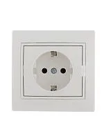 Розетка 1-м СП Mira 16А IP20 с заземл. с бел. вставкой керамика бел. LEZARD 701-0202-122