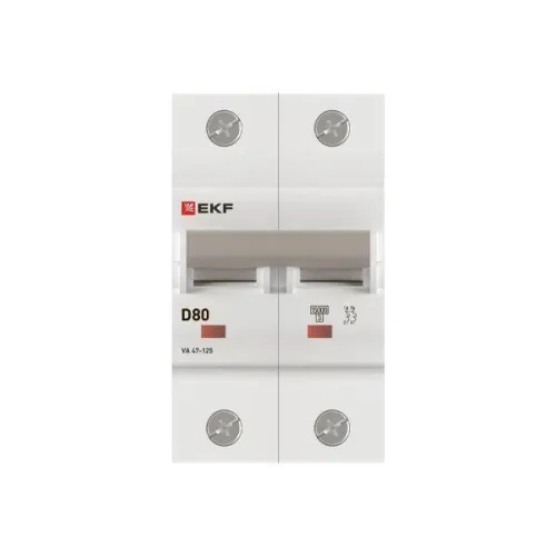 Выключатель автоматический модульный 2п D 80А 15кА ВА 47-125 PROxima EKF mcb47125-2-80D фото 4