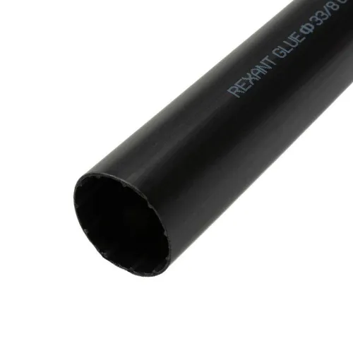 Трубка термоусадочная среднестен. клеевая 33/8 (3-4:1) черн. 1м (уп.4шт) Rexant 26-0033