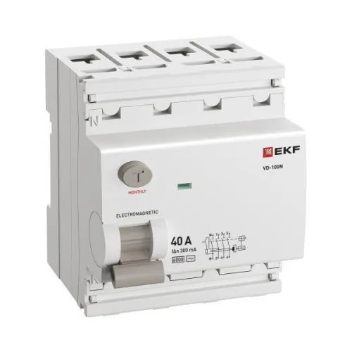 Выключатель дифференциального тока 4п 40А 300мА тип AC 6кА ВД-100N электромех. PROxima EKF E1046M40300 фото 2