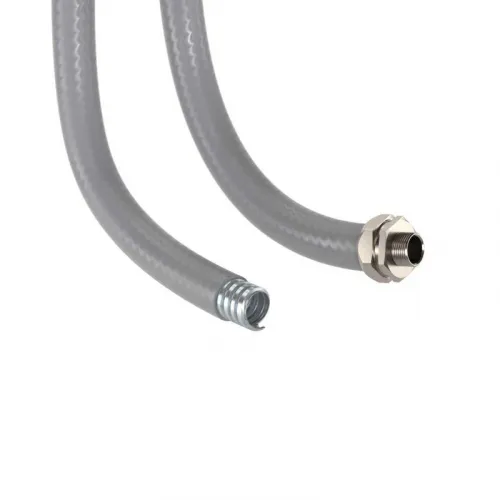 Металлорукав в ПВХ изоляции гладкой DN 15мм Dвн.15.5мм Dнар.21.0мм без протяжки сер. (уп.50м) DKC 6070R-16 фото 3