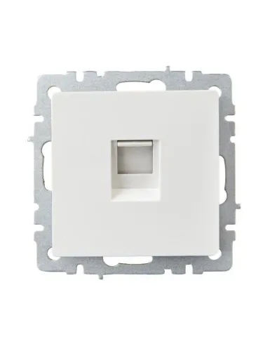 Розетка телефонная СП BRITE РТ10-БрБ RJ11 механизм бел. IEK BR-T10-K01 фото 2