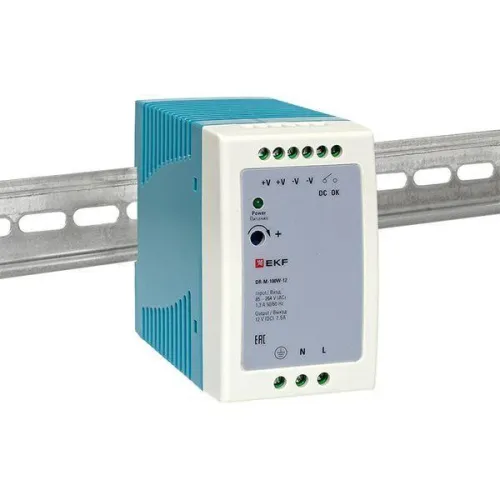 Блок питания на DIN-рейку 100Вт Uвх ~ 220В AC m Uвых - 12В DC постоянного тока EKF DR-M-100W-12 фото 10
