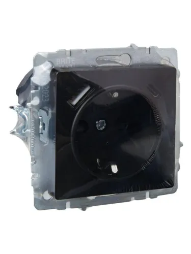 Розетка BRITE РЮш11-1-БрЧ 16А с USB A+C 18Вт с заземл. защ. шторки механизм черн. IEK BR-R14-16-U22-018-K02 фото 6