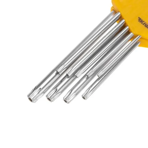 Набор ключей имбусовых Tamper-Torx 9шт ТТ10-ТТ50 закаленные удлиненные никель Kranz KR-12-5221 фото 7
