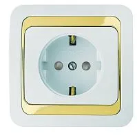 Розетка Mimoza с заземл. с защитой от детей с зол. вставкой Makel 12258