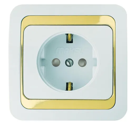 Розетка Mimoza с заземл. с зол. вставкой Makel 12228