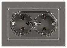 Розетка Accent 6-205-09 двойн. 2X2P+E Schuko 16А-250В IP20 СУ AL/CU титан Intro Б0063500