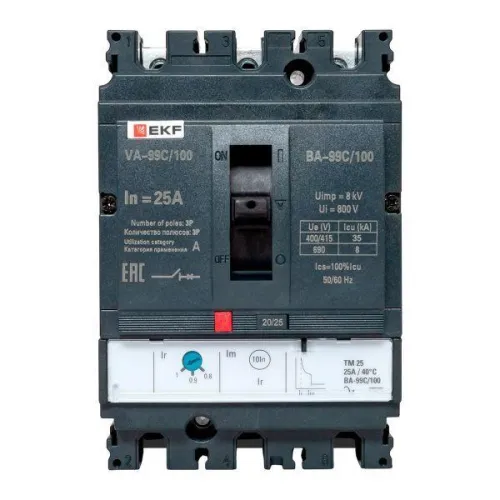 Выключатель автоматический 3п 100/25А 36кА ВА-99C Compact NS PROxima EKF mccb99C-100-25 фото 6