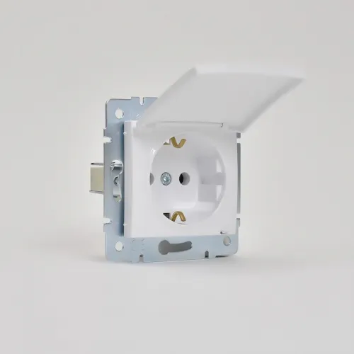 Розетка 1-м СП Karina с заземл. с крышкой термопласт механизм бел. LEZARD 707-0288-123B фото 3