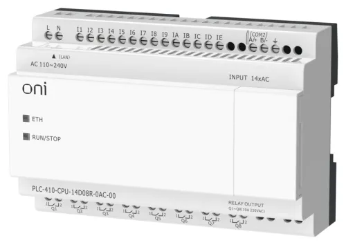 Модуль ЦПУ ПЛК 410 14 DI 8 RO 220В AC с Ethernet портом без экрана ONI PLC-410-CPU-14D08R-0AC-00 фото 5