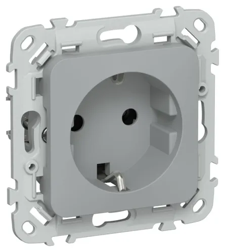 Розетка СП FLITE РС11-1-ФлС 16А с заземл. без защ. шторок безвинтовое крепление механизм сер. IEK FI-R11-16-1-K03