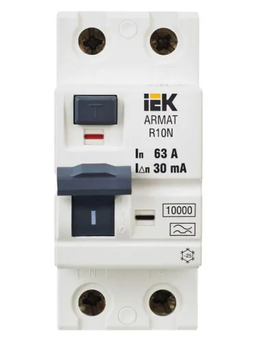 Выключатель дифференциального тока (УЗО) 2п 63А 30мА тип A ВДТ R10N ARMAT IEK AR-R10N-2-063A030 фото 10