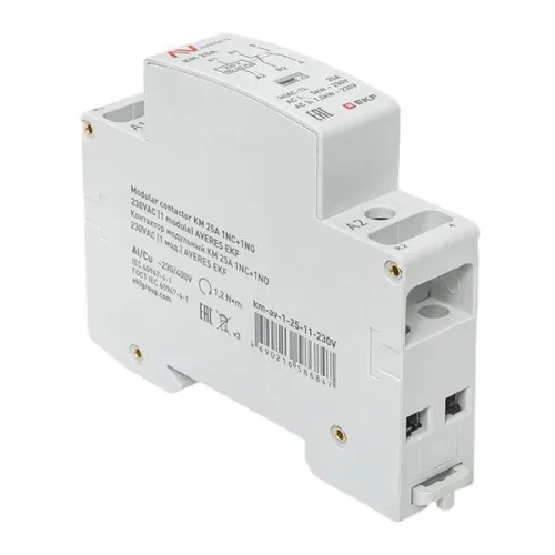 Контактор модульный КМ 25А 1NC+1NO 230VAC (1 мод.) AVERES EKF km-av-1-25-11-230V фото 3