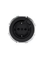 Розетка 1-м СП OSEN с заземл. + USB разъем механизм черн. бархат LEZARD 743-4288-181