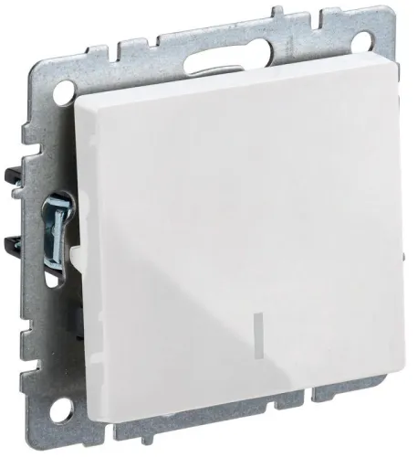 Выключатель 1-кл. СП BRITE ВС10-1-1-БрБ 10А с индик. механизм бел. IEK BR-V10-1-10-K01