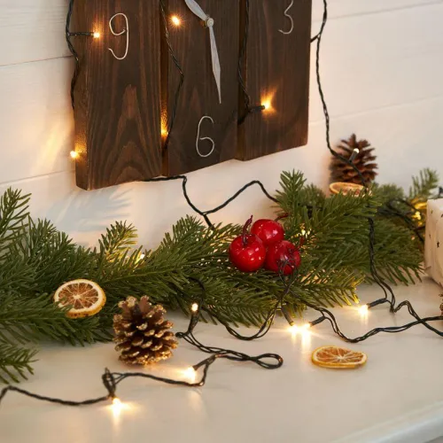 Гирлянда светодиодная "Твинкл Лайт" 4м 25LED тепл. бел. 2Вт 230В IP20 с контроллером 8 режимов провод ПВХ темн. зел. Neon-Night 303-016 фото 6