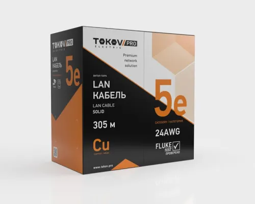 Кабель витая пара F/UTP 4х2х24AWG(0.51мм) кат.5E PVC Fluke tested (м) PRO TOKOV ELECTRIC TKP-C06-F42-5E-305-PVC фото 2