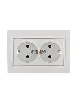 Розетка 2-м СП Mira 16А IP20 с заземл. с бел. вставкой керамика бел. LEZARD 701-0202-127