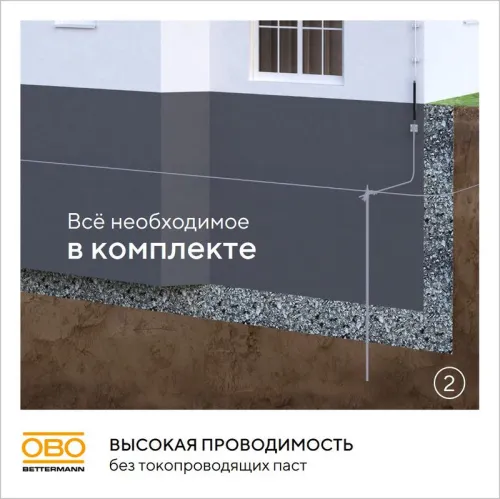 Комплект заземления безмуфтовый d20мм 6м сталь гор. цинк. OBO 5000756 фото 2
