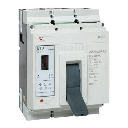 Выключатель автоматический 1600А 70кА AV POWER-5/3 ETU6.0 AVERES EKF mccb-53-1600M-6.0-av