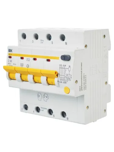 Выключатель автоматический дифференциального тока 4п C 50А 30мА тип AC 4.5кА АД-14 KARAT IEK MAD10-4-050-C-030 фото 10