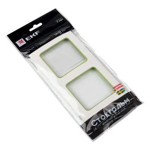 Рамка 2-м Стокгольм бел. с линией цвета зел. PROxima EKF EXM-G-303-20 фото 4