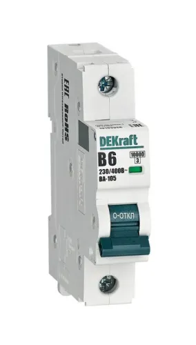 Выключатель автоматический модульный 1п B 6А 10кА ВА-105 DEKraft 13103DEK