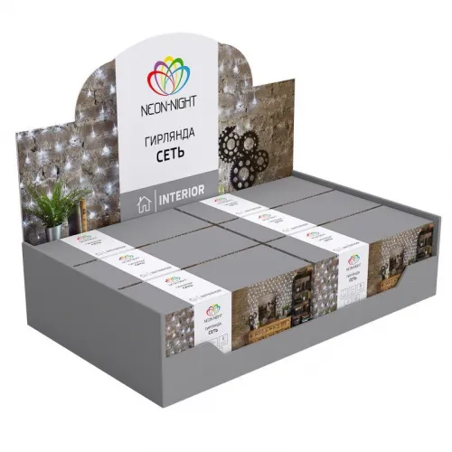 Гирлянда светодиодная "Сеть" 1.8х1.5м 180LED тепл. бел. 15Вт IP20 провод ПВХ прозр. Neon-Night 215-136 фото 7