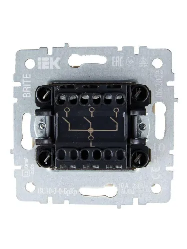 Выключатель 3-кл. СП BRITE ВС10-3-0-БрКр 10А механизм беж. IEK BR-V30-0-10-K10 фото 6