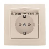 Розетка 1-м СП Минск 16А IP20 с заземл. защ. шторки с крышкой беж. EKF ERR16-029-200
