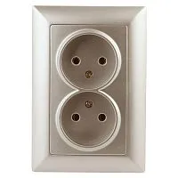 Розетка 1-м СП Solo 4-204-04 2х2P 16А 250В IP20 без заземл. шампань Intro Б0053669