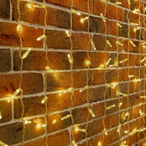 Гирлянда светодиодная "Занавес" 2х9м 1200LED тепл. бел. 230В IP65 эффект мерцания провод ПВХ прозр. соединяется нужен шнур 303-500-1 Neon-Night 235-696