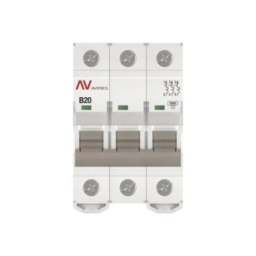 Выключатель автоматический модульный 3п B 20А 10кА AV-10 AVERES EKF mcb10-3-20B-av фото 3