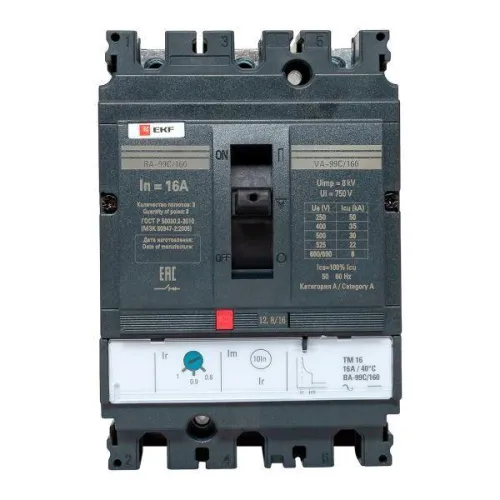 Выключатель автоматический 3п 160/16А 36кА ВА-99C Compact NS PROxima EKF mccb99C-160-16 фото 3