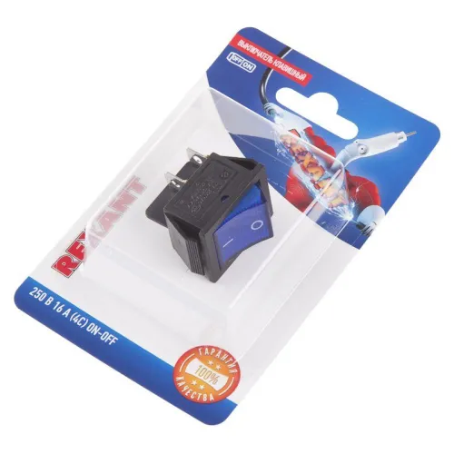 Выключатель клавишный 250В 16А (4с) ON-OFF син. с подсветкой (RWB-502 SC-767 IRS-201-1) блист. Rexant 06-0306-B фото 4