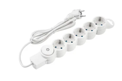 Фильтр сетевой 5х1.5м с/з со шторками с выкл 2200Вт 10А бел. Duwi 32574 1 фото 3